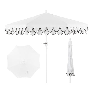 Tracy 9 ft. Classic MidCentury Scalloped Fringe Market Patio Umbrella